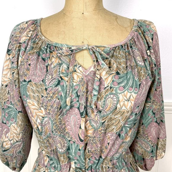 Vintage 70s peasant prairie dress - floral midi boho cottagecore  - M - Picture 8 of 10